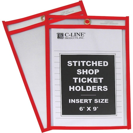 C-Line Products Shop Ticket Holder, 6"Wx9"H, 25/BX, Red 25PK CLI43969
